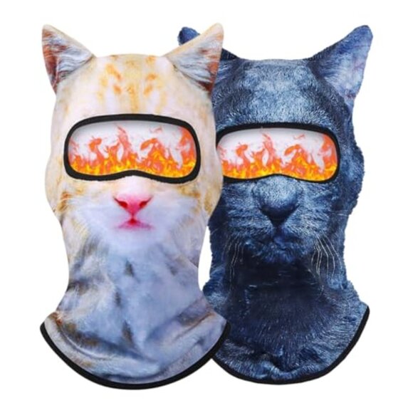 Fleece-Lined Balaclava Ski Mask with Cat Ears for Winter Sports